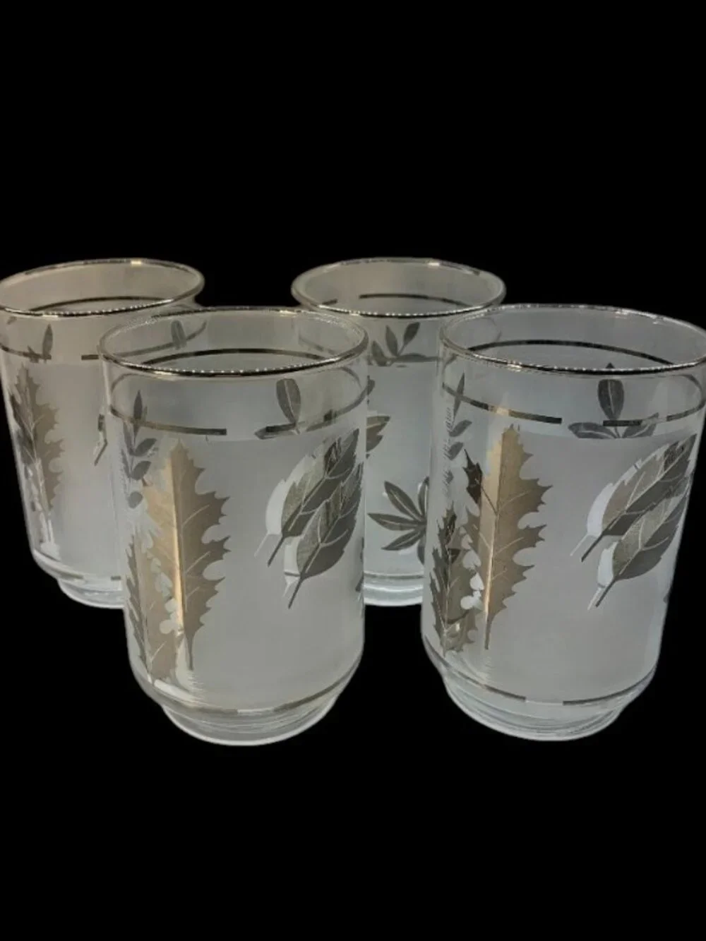 Vintage Libbey Silver Foliage Glasses 12 oz Set of 4